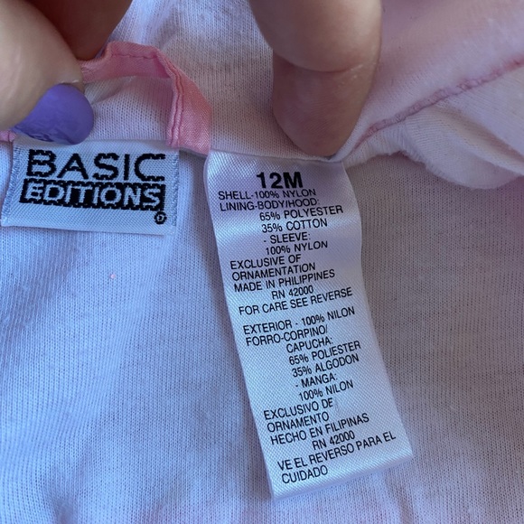 Vintage Baby Girl Jacket Hood Rose Pink Zip Size 12 Months - Picture 8 of 15